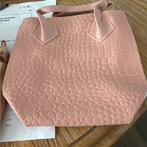Pink Croc-Embossed Tote Bag